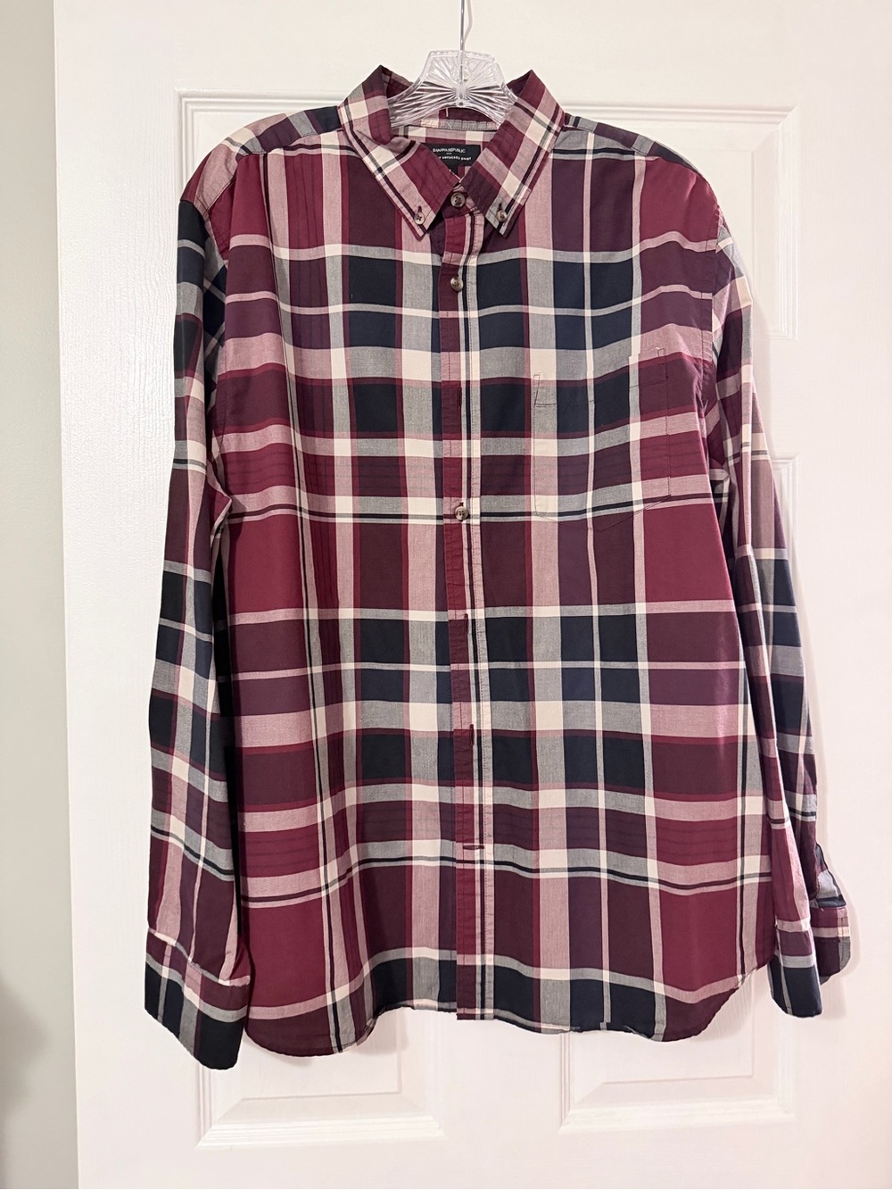 Banana Republic Burgundy and Navy Plaid Button-Down Shirt
